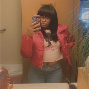 Hot pink Crop puffer coat